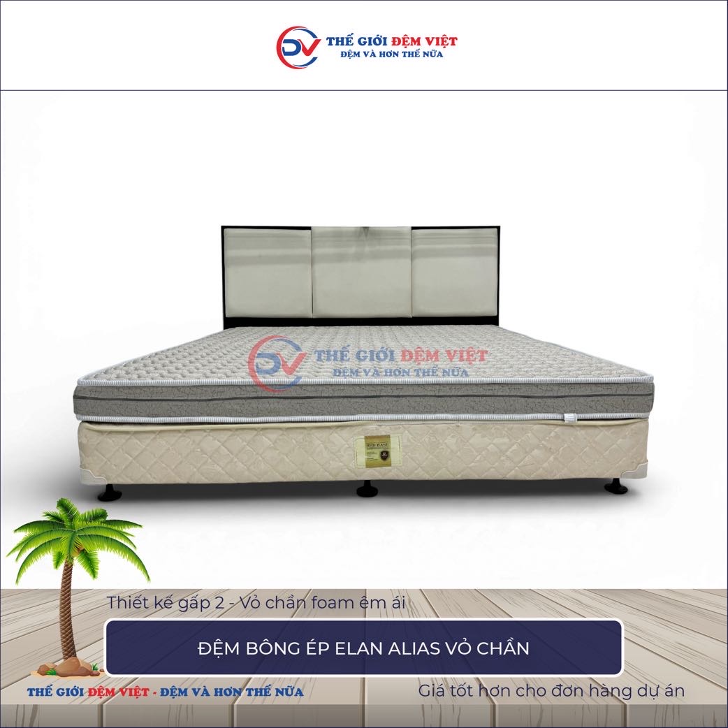 Đệm bông ép Elan Alias gấp 2 vỏ chần